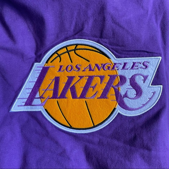 UO Mitchell & Ness Hardwood Classics NBA Lakers Hoodie Long Sleeve Heavy Top L - Picture 9 of 15